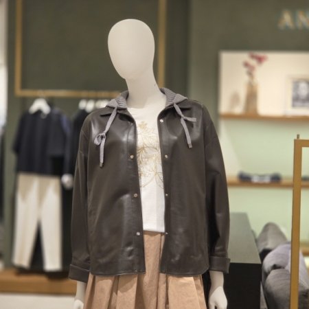 후드 탈부착 양가죽자켓