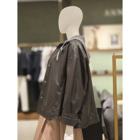 후드 탈부착 양가죽자켓