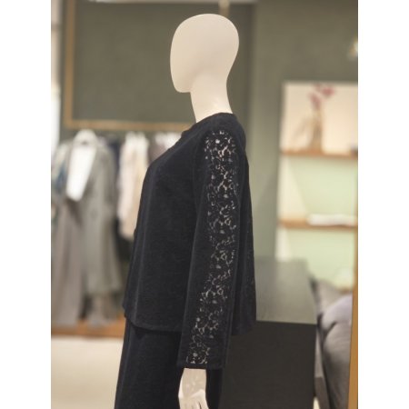 스웨이드 레이스블라우스