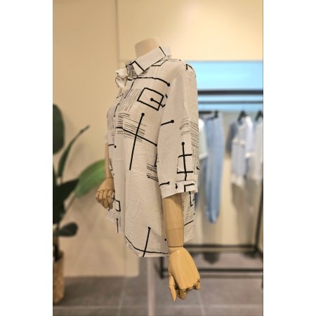 코딩 카라 반팔 블라우스