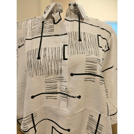 코딩 카라 반팔 블라우스