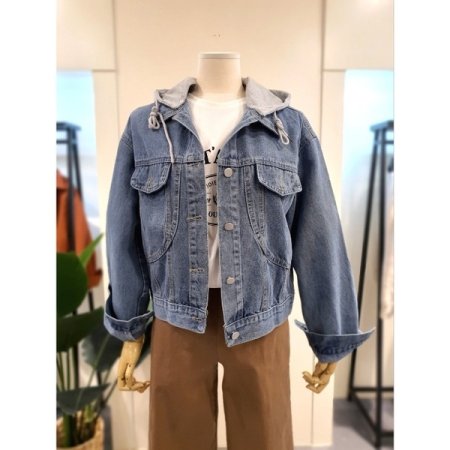 동글 후드 탈부착 청자켓 블루