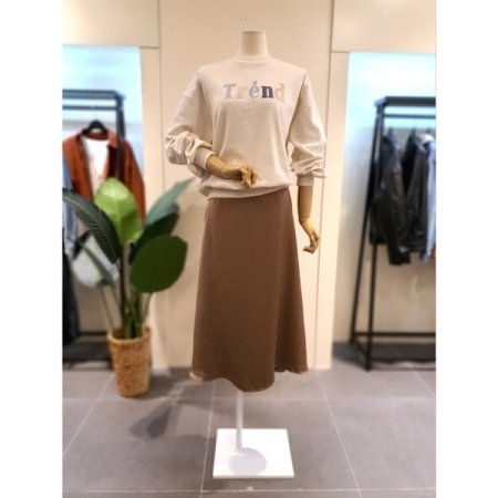 새틴 뒷밴딩 롱 스커트 브라운