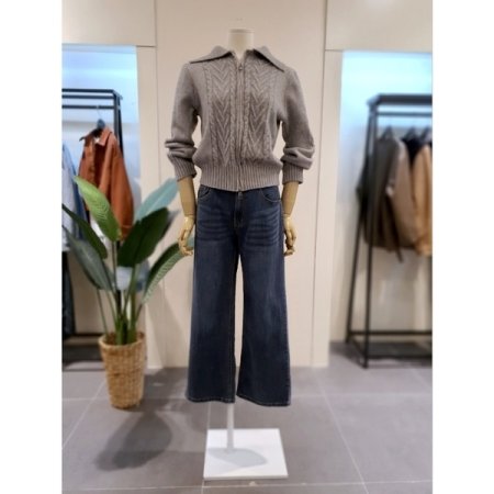 솔트 워싱 와이드 밴딩 청바지