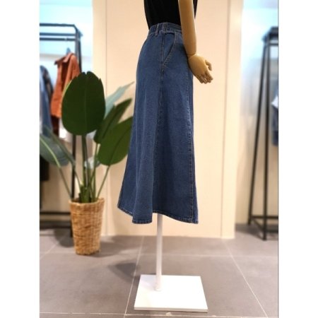 플레잉 데님 플레어 롱 스커츠
