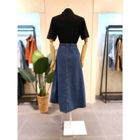 플레잉 데님 플레어 롱 스커츠