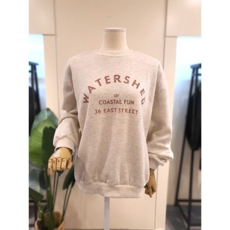 워터 라운드 기모 맨투맨 네이비