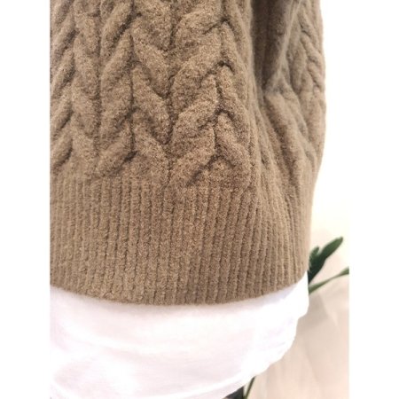 울혼방 앞뒤편차 V넥 조끼 브라운