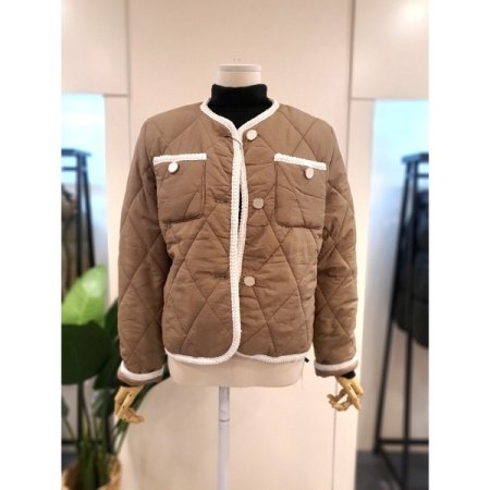 트위드 배색 패딩 자켓 블랙