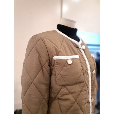 트위드 배색 패딩 자켓 블랙