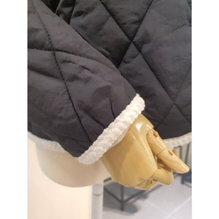 트위드 배색 패딩 자켓 블랙