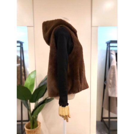 에코 후드 집업 베스트 브라운