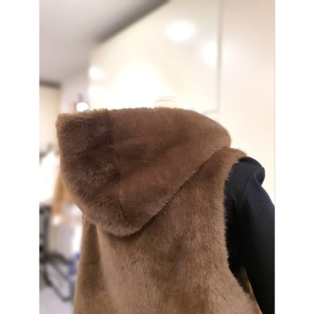 에코 후드 집업 베스트 브라운