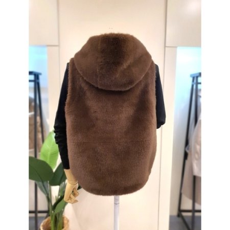 에코 후드 집업 베스트 브라운