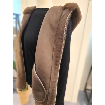 에코 후드 집업 베스트 브라운