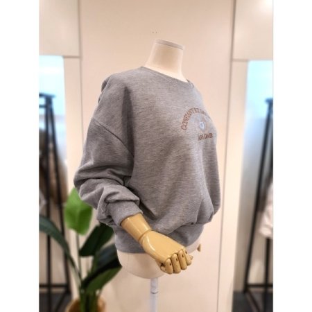 컨피 자수 기모 맨투맨 그레이