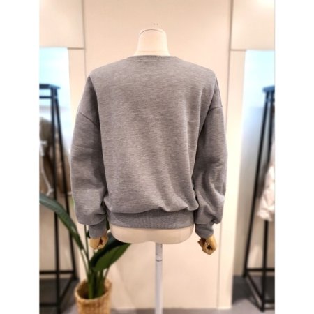 컨피 자수 기모 맨투맨 그레이