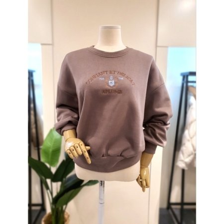 컨피 자수 기모 맨투맨 그레이