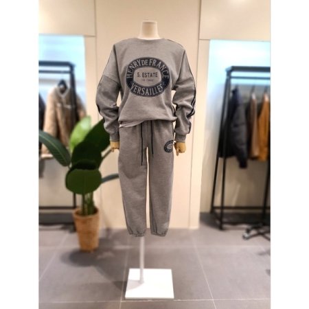 헨리 기모 맨투맨 세트 그레이