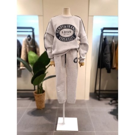 헨리 기모 맨투맨 세트 그레이