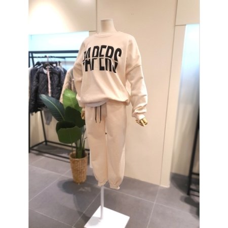 페이퍼 기모 맨투맨 세트 크림