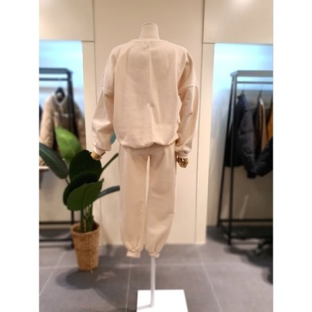 페이퍼 기모 맨투맨 세트 크림