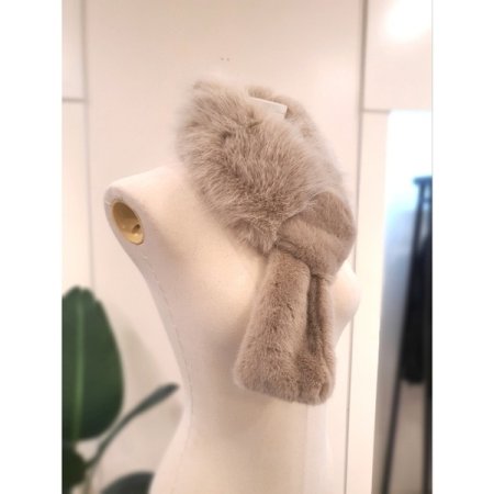 에코 퍼 믹스 고리 머플러 아이보리