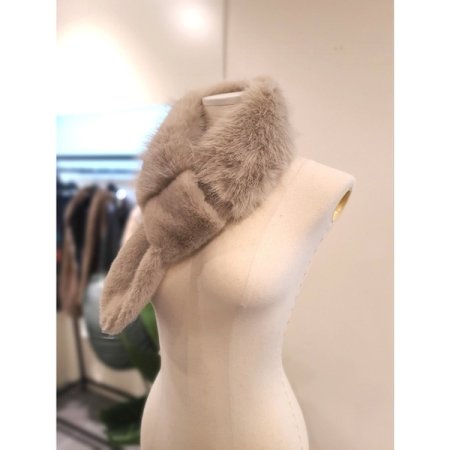 에코 퍼 믹스 고리 머플러 아이보리