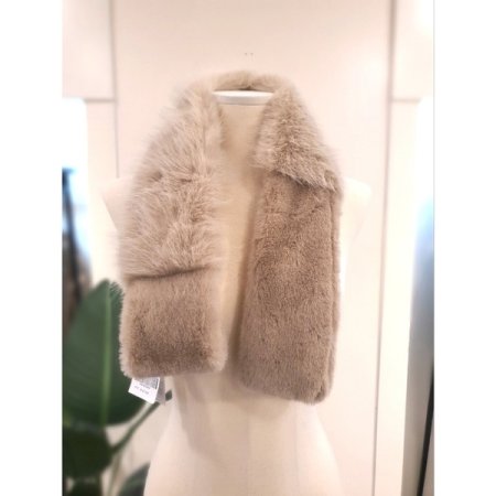 에코 퍼 믹스 고리 머플러 아이보리