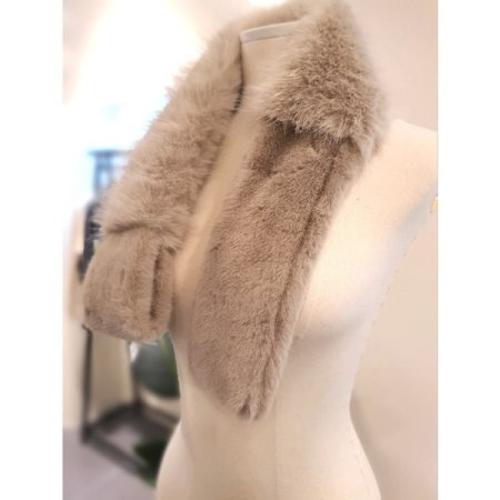 에코 퍼 믹스 고리 머플러 아이보리