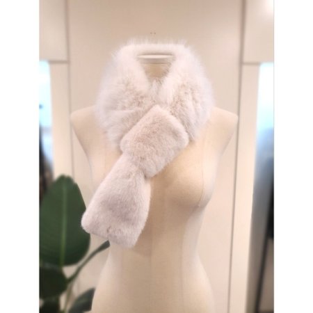 에코 퍼 믹스 고리 머플러 아이보리