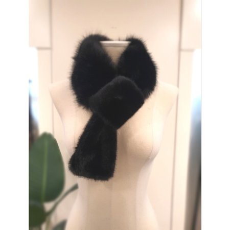 에코 퍼 믹스 고리 머플러 아이보리