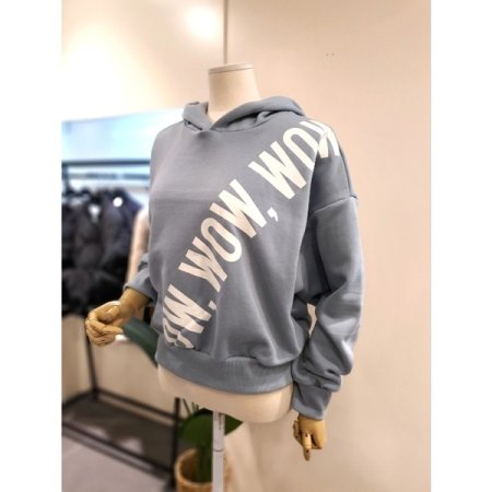 와우 기모 후드 티셔츠 스카이블루