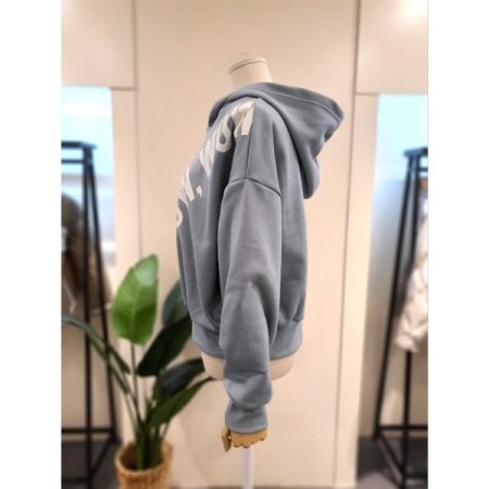 와우 기모 후드 티셔츠 스카이블루
