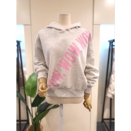 와우 기모 후드 티셔츠 스카이블루