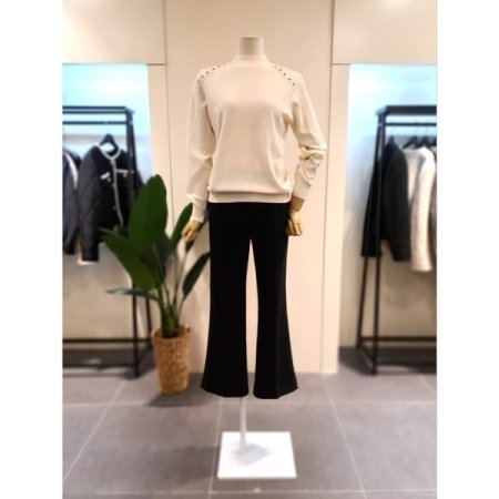 윈터 모닝글 기모 밴딩 팬츠 블랙