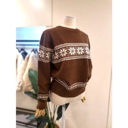 홀리데이 라운드 니트 브라운