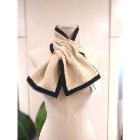 라인 배색 고리 머플러 베이지