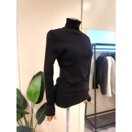 램스 골지 폴라 풀오버 블랙