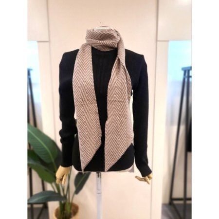 플래그 헤링본 머플러 베이지