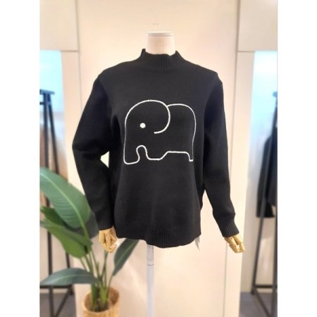 코끼리 반목 니트 블랙