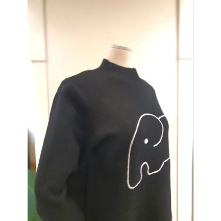코끼리 반목 니트 블랙