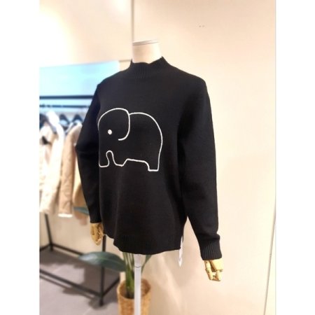코끼리 반목 니트 블랙