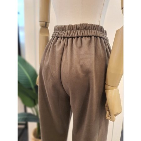 솔리드 세미 베기 밴딩 팬츠 브라운