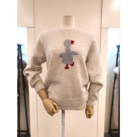 울혼방 오리 라운드넥 니트 아이보리