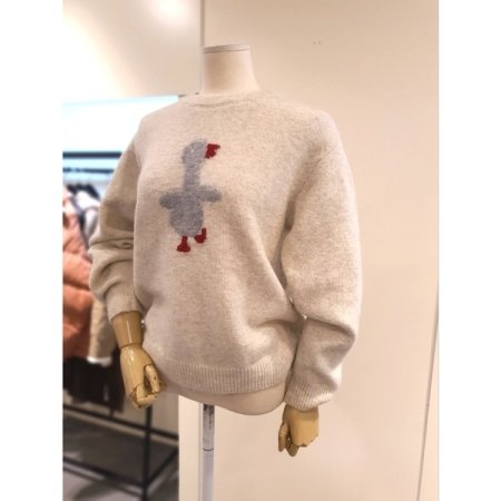 울혼방 오리 라운드넥 니트 아이보리