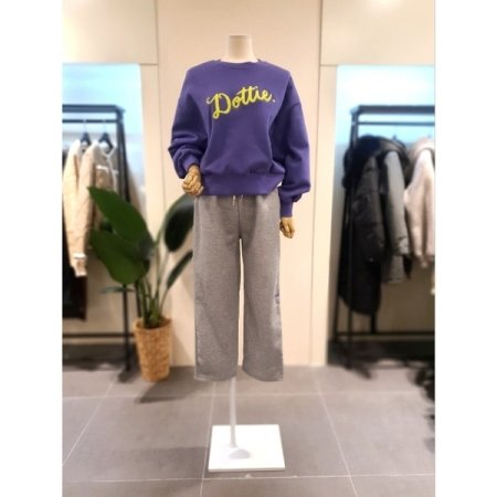 도띠 뽀글 자수 기모 맨투맨 퍼플