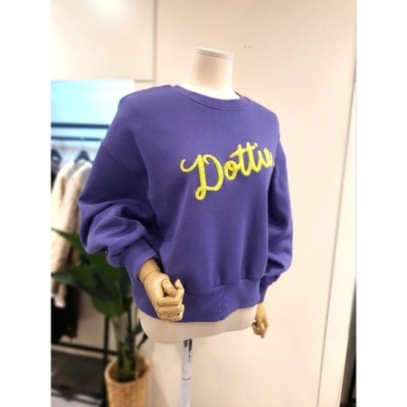 도띠 뽀글 자수 기모 맨투맨 퍼플