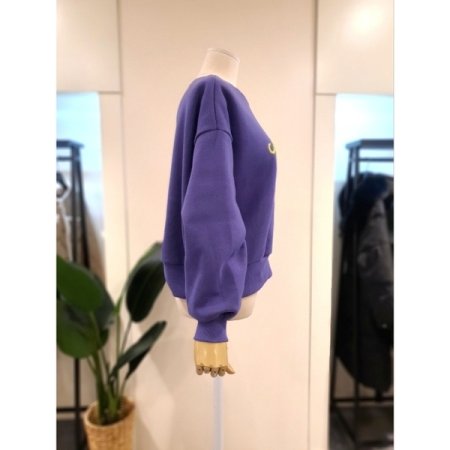 도띠 뽀글 자수 기모 맨투맨 퍼플