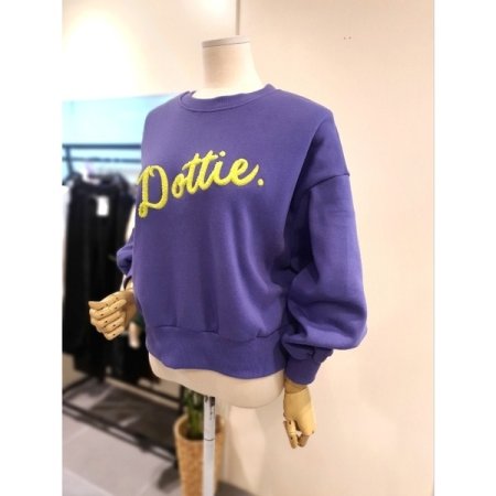 도띠 뽀글 자수 기모 맨투맨 퍼플